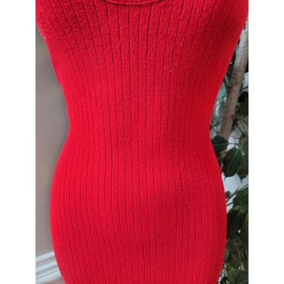 Windsor Knit Bodycon Dress Women Size Small Red Sleeveless Crisscross Back - Picture 3 of 9